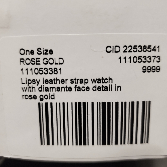 LIPSY | Leather Strap Watch w/ Rhinestone Face Detail in Rose Gold - Picture 7 of 7